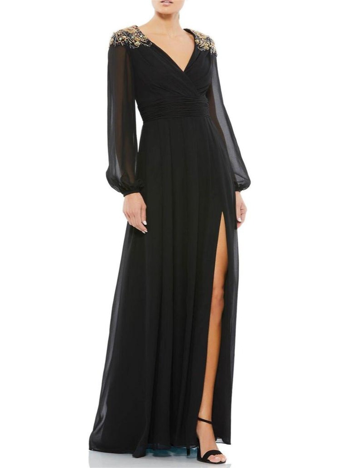 Wholesale A-Line Mother of the Bride Dress Wedding Guest Elegant Vintage V Neck Knee Length Stretch Chiffon Long Sleeve with Crystals Beading